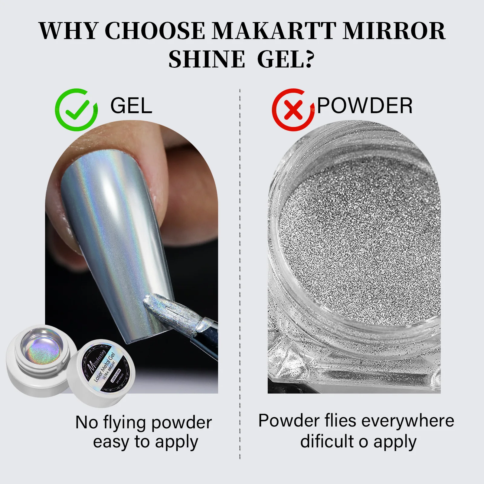 2024 Latest Nail Gel Polish Beauty Metallic Silver Nail Art Gel Mirror Chrome 3D Universal Holographic Laser Gel Polish