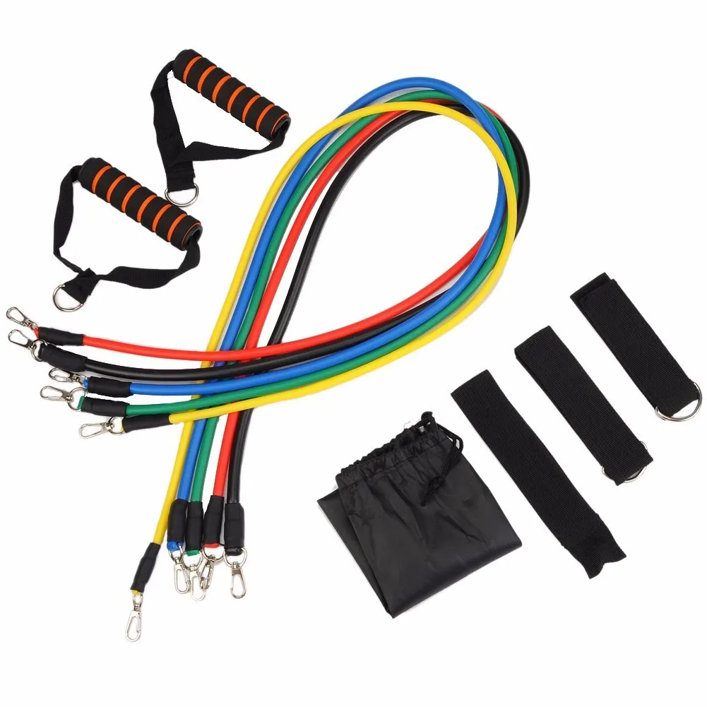 
Wholesale Fitness Exercise Resistance Tube Bands 11pcs/Set Gym Equipment Set 