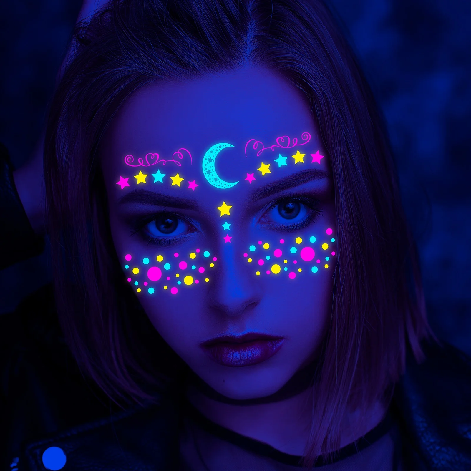 E26 Fluorescent Luminous Butterfly Waterproof Face Sticker Cross-Border Arrival Music Festival Masquerade Neon Party