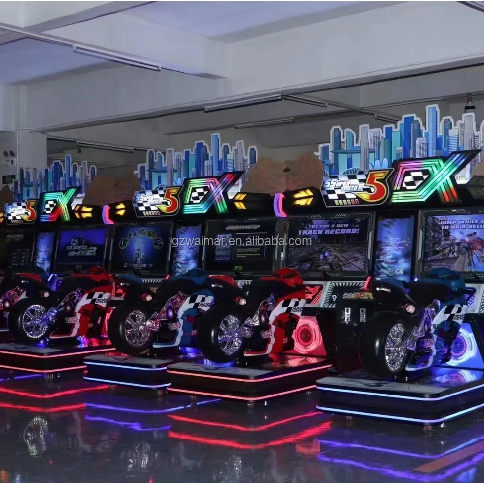 Factory Kids Children Amusement Motorcycle Video Ride Game Indoor Arcade Crazy Motor Bike Racing Game Machine For Children