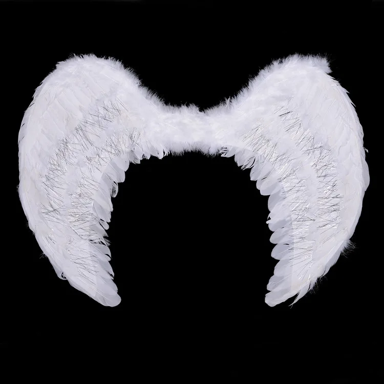 halloween cosplay party black white pink red angel feather wings for women and kids