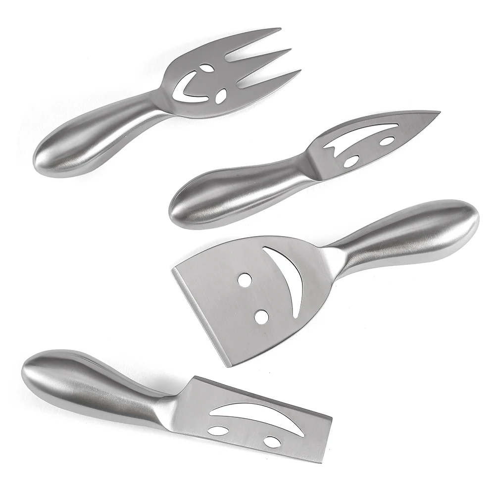 Our factory direct selling 4piece 2Cr14 stainless steel smiling face cream cheese knife hollow handle