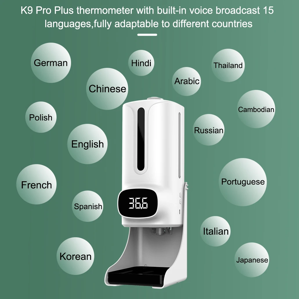K9 Pro Plus Digital Automatic Alcohol Hand Sanitizer Dispenser Contactless Body Temperature Measurement K9 Pro Gel Dispenser