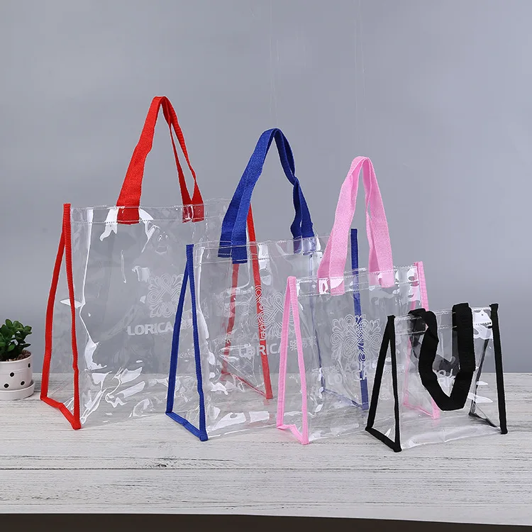 Водонепроницаемая прозрачная сумка-тоут, рекламная сумка для покупок, прозрачная косметичка из ПВХ с ручкой