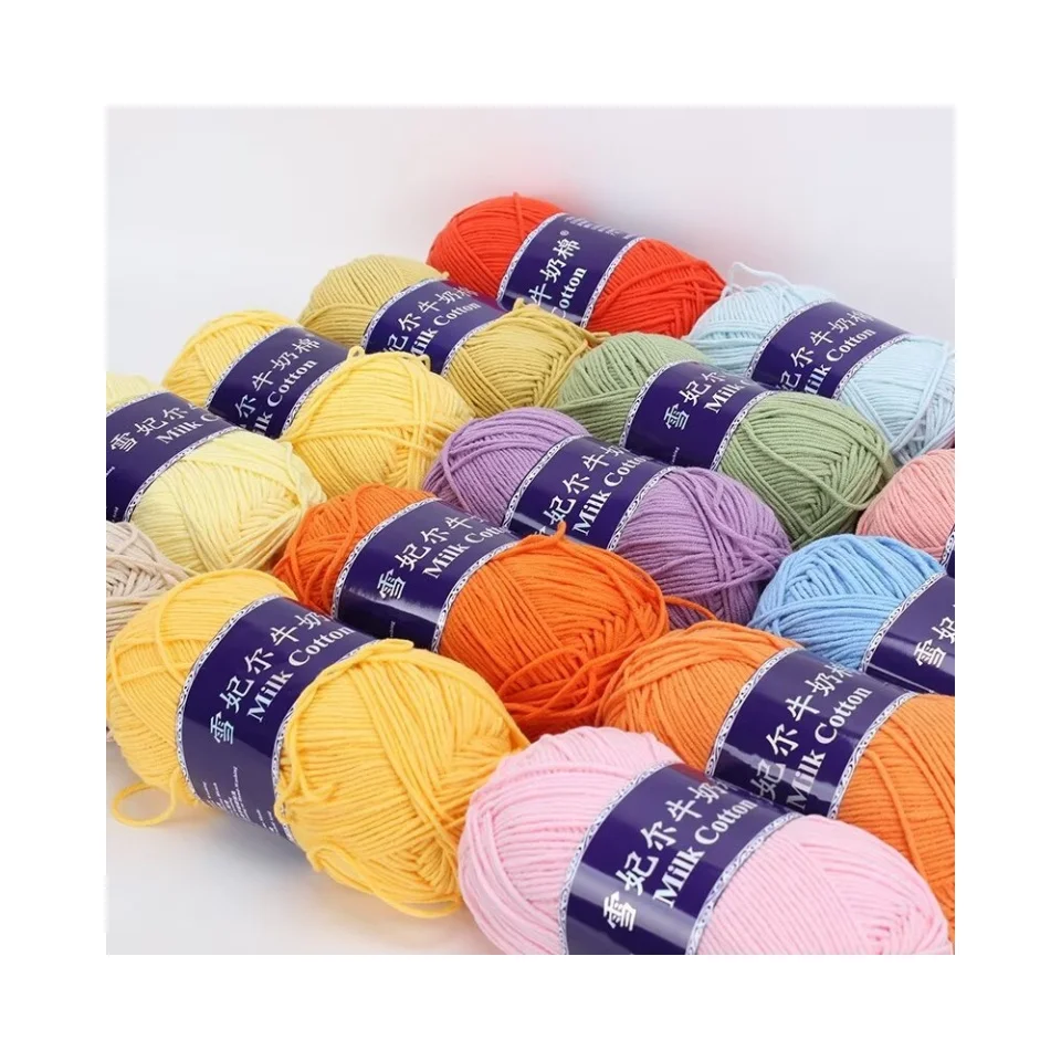 Wholesale Various Colors Hand Knitting Baby Yarn Bulk 5ply 100g Milk Cotton Yarn for Crochet