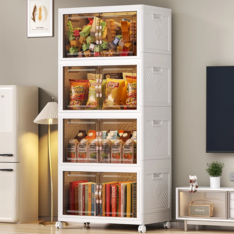 2023 New White Tea Plastic Storage Cabinet Floor Mounted Sundry Sorting Tool Household Storage Shelf Enlarged Size