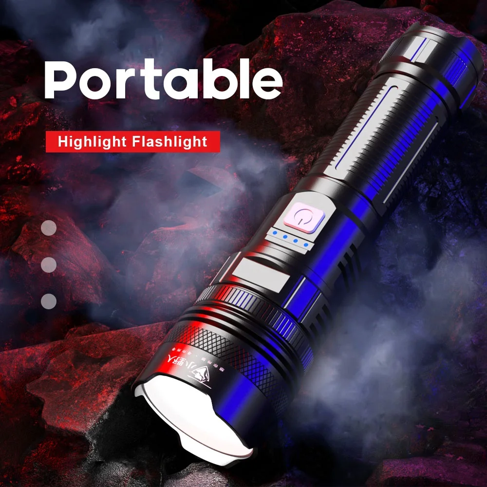 Hike Guys Powerful Rechargeable Aluminum  30W Tactical LED Flashlight High Quality Zoomable Torches for Camping