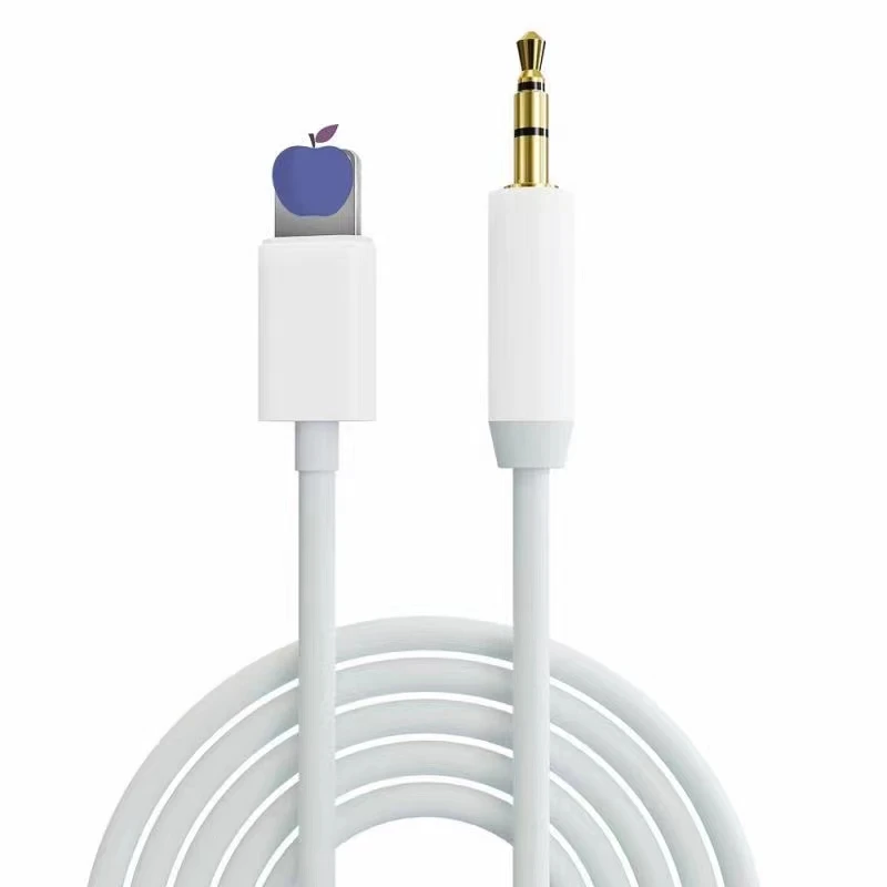 Factory Wholesale Light ning 3.5mm Jack Car Auxiliary Audio Aux Cable white ABS