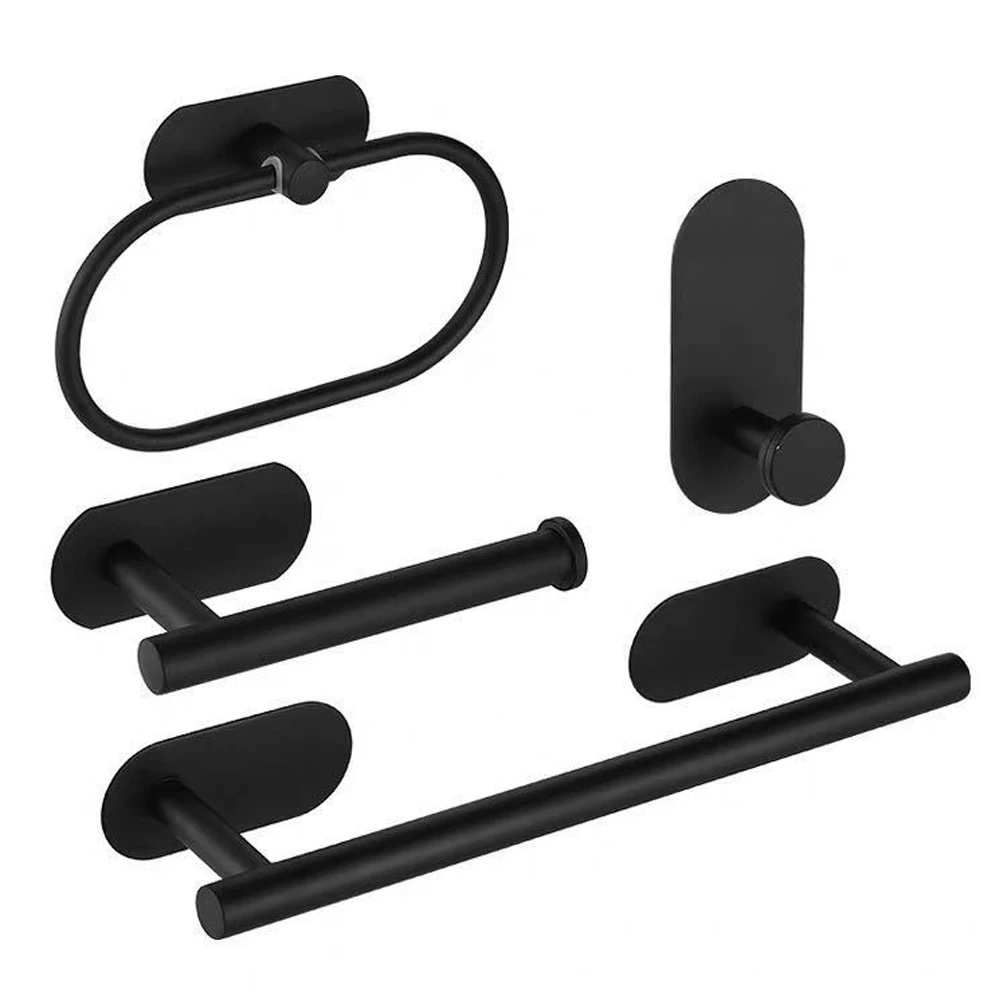 `304 stainless steel towel rack in black bathroom