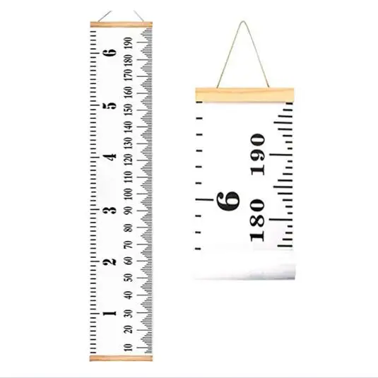 Growth Charts Height Growth Chart Ruler Removable Canvas Wall Hanging Measurement Chart Wood Gift Box for Kids Accurate Baby 50