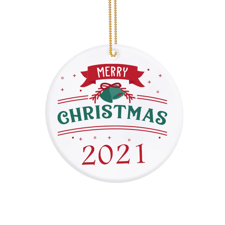 Blank Pendant Hanging Decorations Custom Sublimation Christmas Ceramic Heart Round Shape Ornament