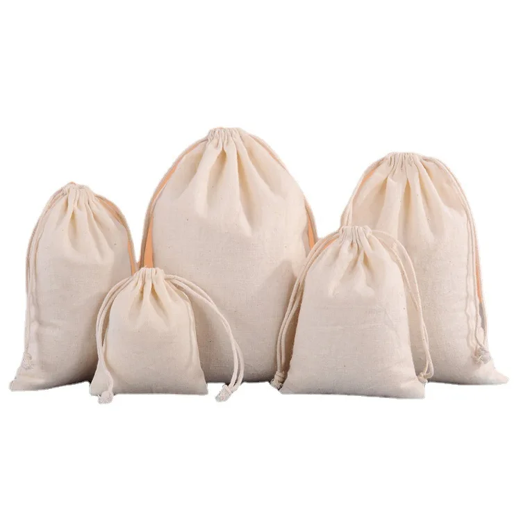 Cotton Linen Gift Bag Custom Jewelry Packaging Drawstring Pouch Makeup Wedding Party Candy Storage Bag Sachet
