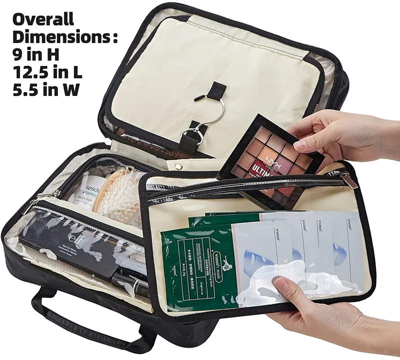 Wholesale Pu Travel Cosmetic Makeup Bag Brush Set Zipper Bag Makeup Train Case