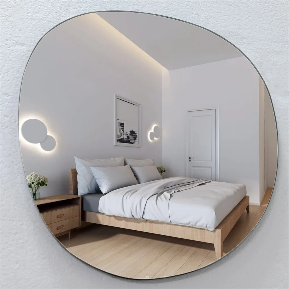 wholesale Antique hollywood living room decor big frameless asymmetrical hanging wall irregular for Bathroom Bedroom mirror