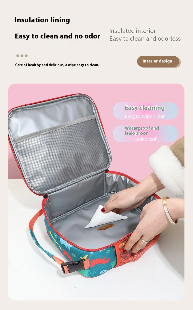 Kids Polyester Thermal Insulated Lunch Box with Waterproof reusable lightweight Feature  Cooler Bags for School or Picnics