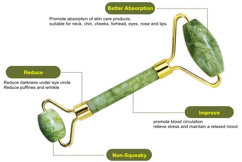 Custom Logo Anti Aging Facial Gemstone Guasha Massager tool Body Scraping Massage Jade Gua Sha Roller Set for Face