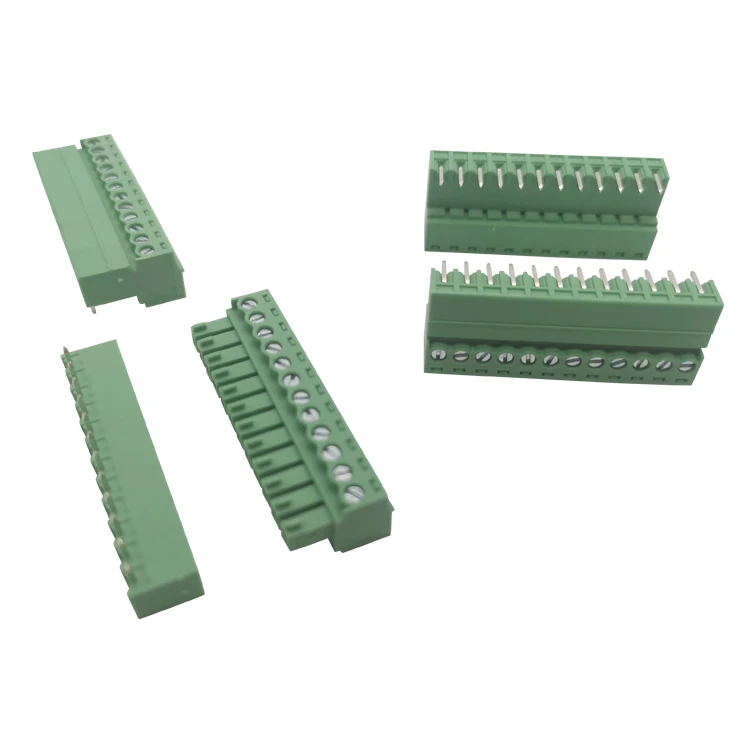 16-28AWG 3.81mm pitch 12 pole 12 way pcb PLC terminal block Right Pin header Male and Female  wire to board electrical connector