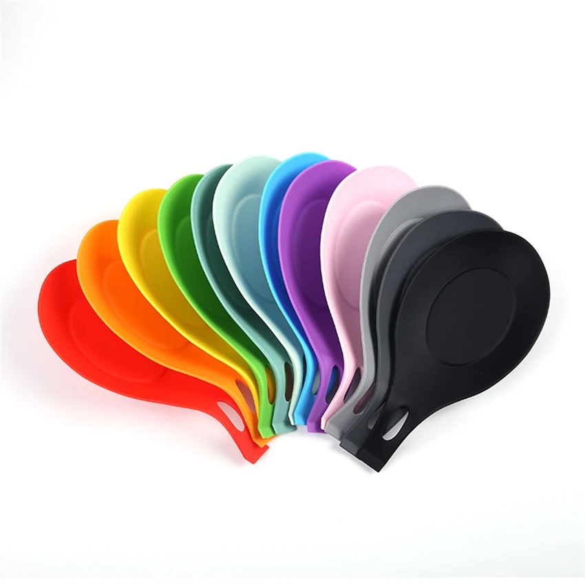 Jinhai Heat Resistant Silicone Kitchen Utensil Rest Hot Sale Design Ladle Spoon Spatula Rest Almond Shaped Spoon Rest