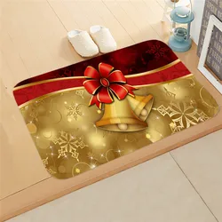 40*60cm Flannel Room Door Mat Thermal Transfer Christmas Day Kitchen Bathroom Absorbent Carpet Mats