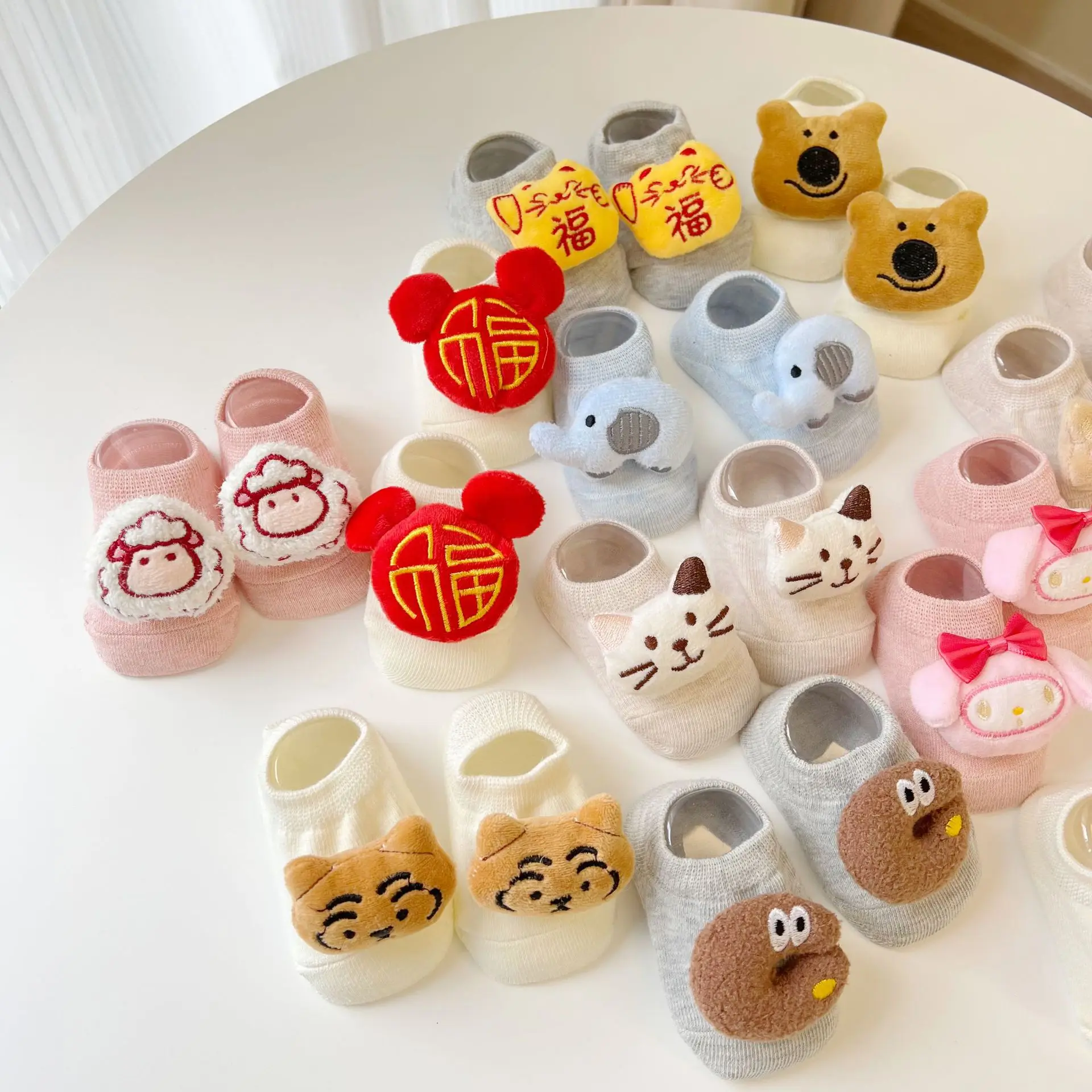 Newborn cartoon cute 3d cartoon animals newborn cotton knit floor anti slip toddlers baby socks shoes