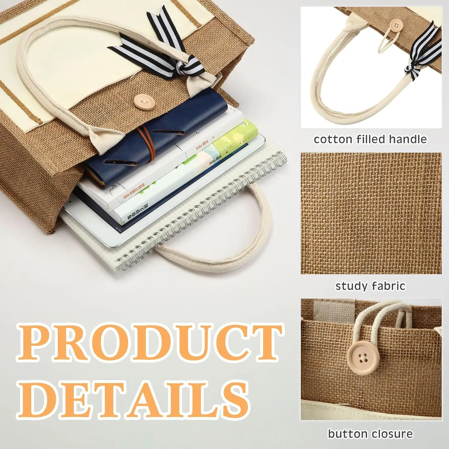 2024 Chinese Simple High Quality Women's Yellow Linen Tote Bag Customized Trend Shopping Jute Bag