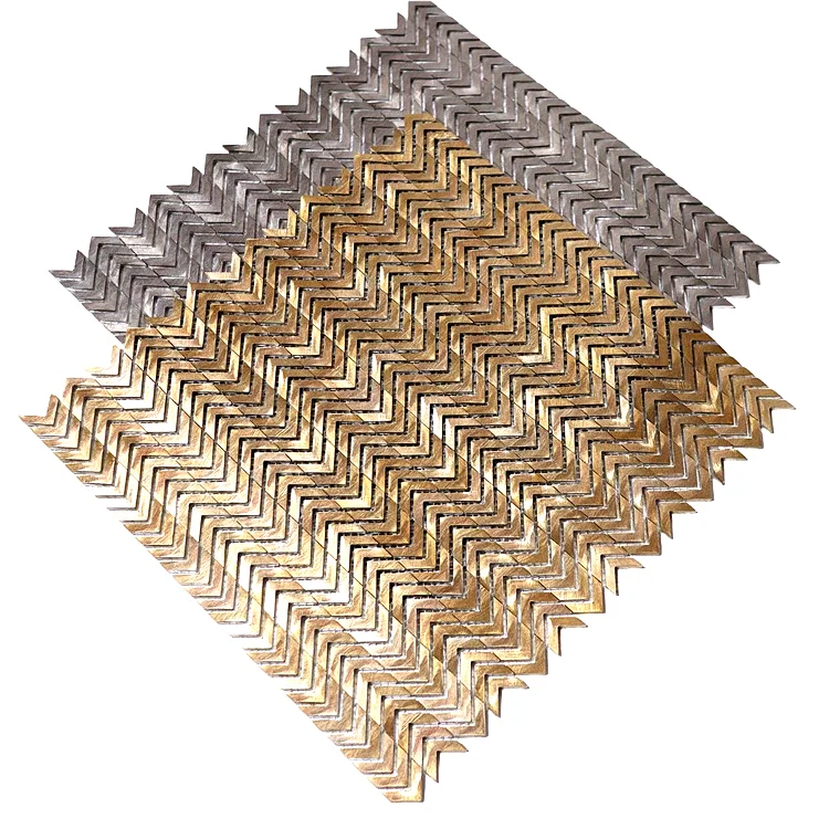 Hot Selling Customized Strip Golden Silver Living Room Bathroom Tile Aluminum Mosaic With Metal