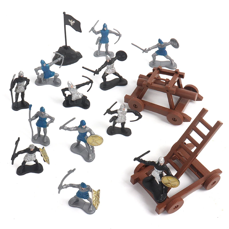 Ancient cavalry suit 16-18PCS 5.5-8.5cm scale PE 2 colours Ancient Soldiers and Troops Vehicle Set for play kids 8+