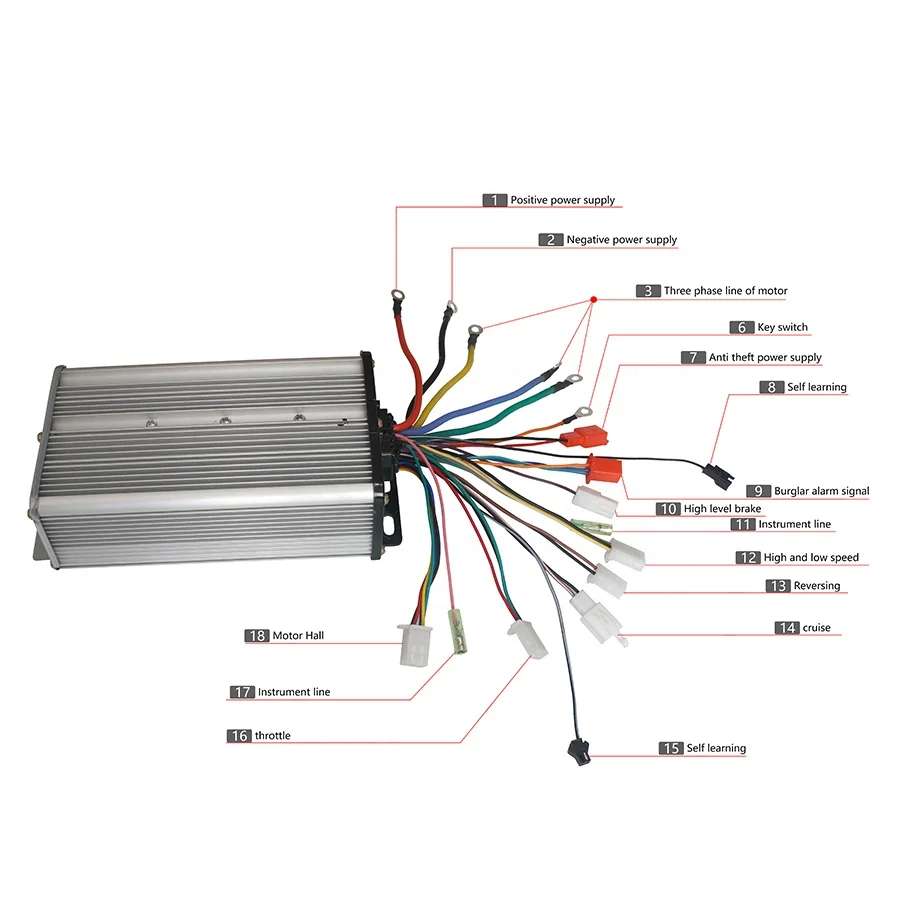 Контроллер бесщеточного электродвигателя 48 в 60 в 72 в 2000 Вт