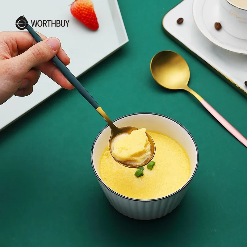 WORTHBUY столовые ложки с золотыми тарелками красочные из нержавеющей стали кухонные приборы для подарка