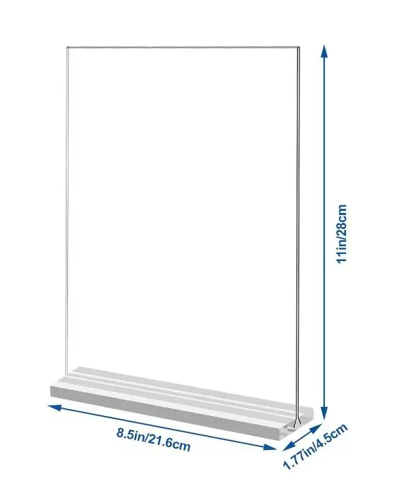 Clear Acrylic T Shape Double Sided Table Top Display Stand Sign Menu Number Holder 6 pack - 8.5x11