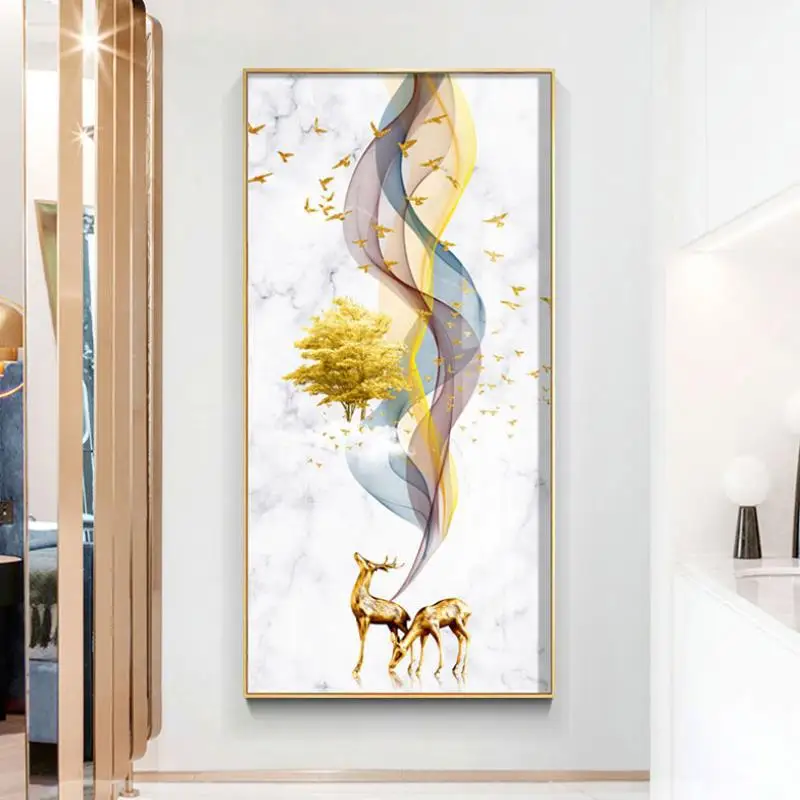 
Crystal porcelain deer abstract minimalist living room corridor background modern decorative painting crystal 
