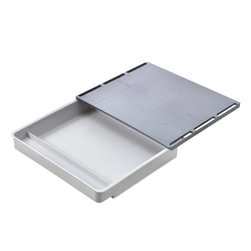 Office Hanging White Gray Space-Saving Item Organizer Self-Adhesive Under Desk Hidden Sliding Plastic Drawer
