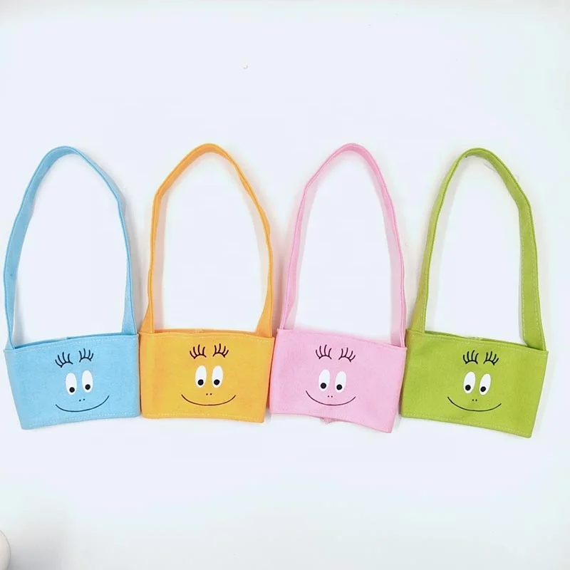 Eco-Friendly logo print Beverage small mug wrap cotton cup holder sleeve bags