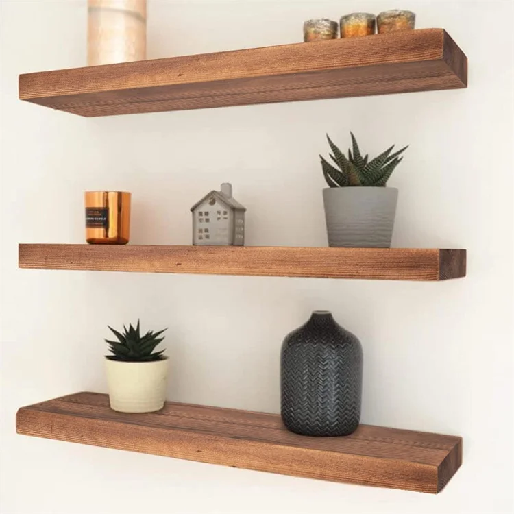 Antique wooden wall shelf hanging storage furniture solid wood mounted wall floating shelves
