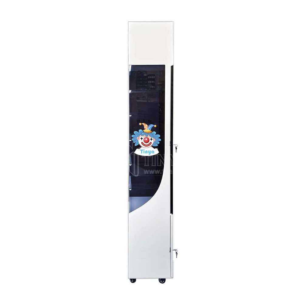 4 Wheels Floor Standing LED Lighting Smoke Display Stand UV Printing Customized Logo Lock Door with LCD Screen Cigarette Cabinet