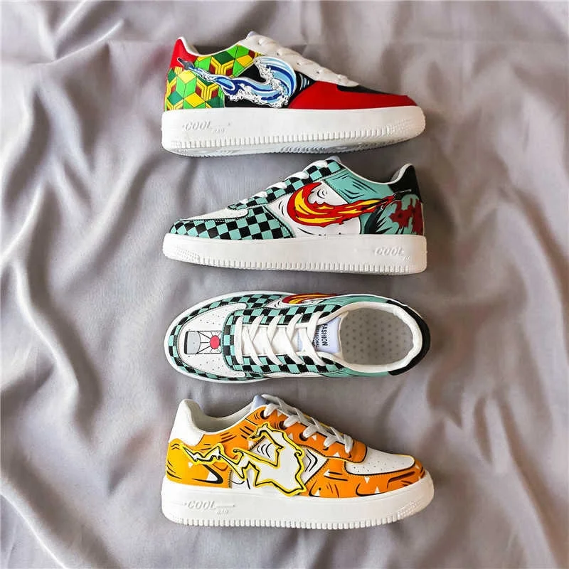 Demon Slayer Cosplay Anime Tomioka Giyuu Cos Shoes Canvas Fashion Shoes Casual Men Women College Anime Cartoon Student