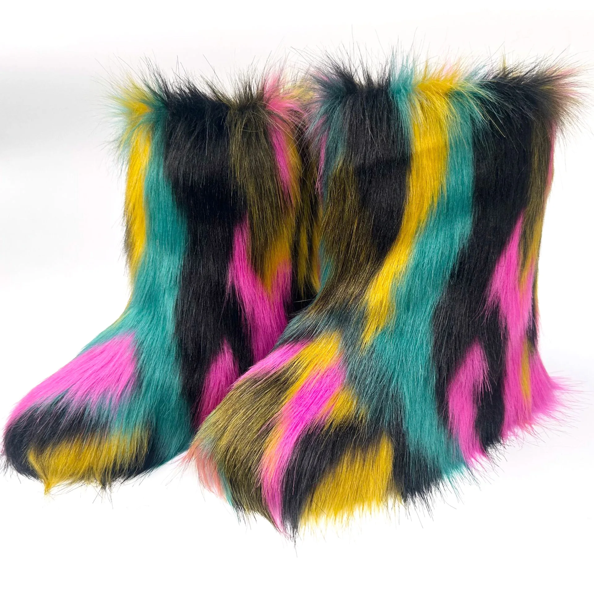 Wholesale Winter Warm Women Fur Shoes Fashion Fluffy Furry Faux Fur Snow Boot For Ladies