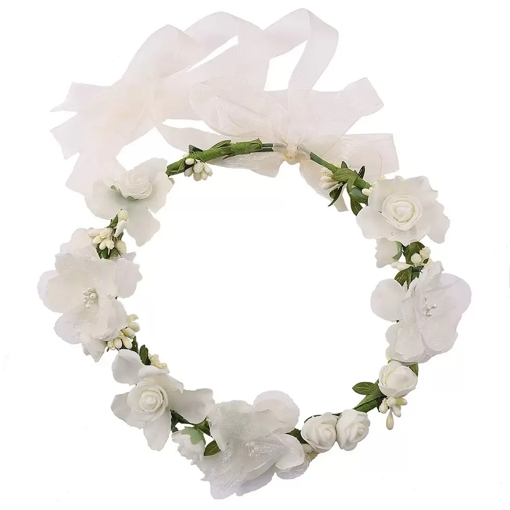 Purple Flower Tiara for Women Wedding Hair Pieces for Brides Flower Crown for Girls White Flower Headband Hair Accessories