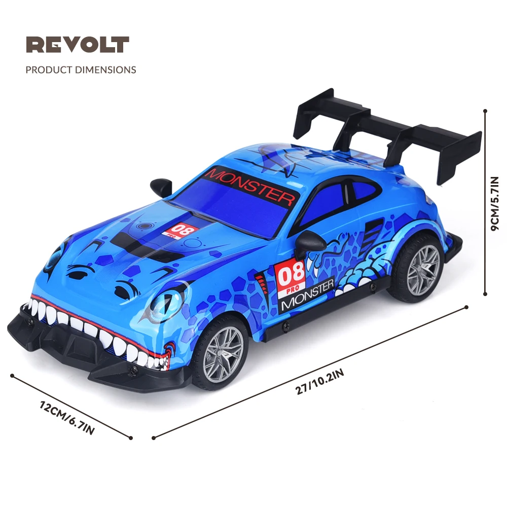1:16 RC car 4 channels Remote Control Car with LED Lights Flexible Steering Long-Lasting Battery with TRY ME Button