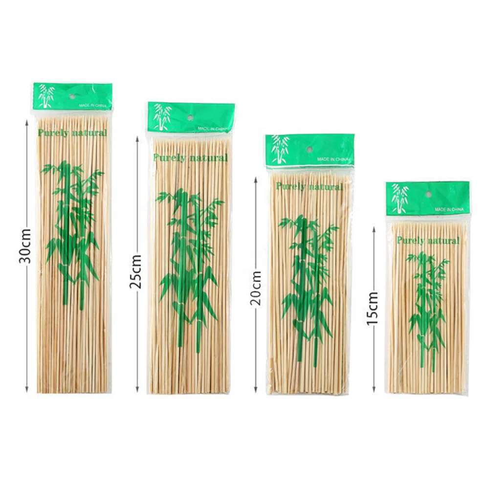Eco-friendly Food Grade Round 2.5mm 15cm Bamboo Sticks Grilling Kabobs with Wooden Skewers