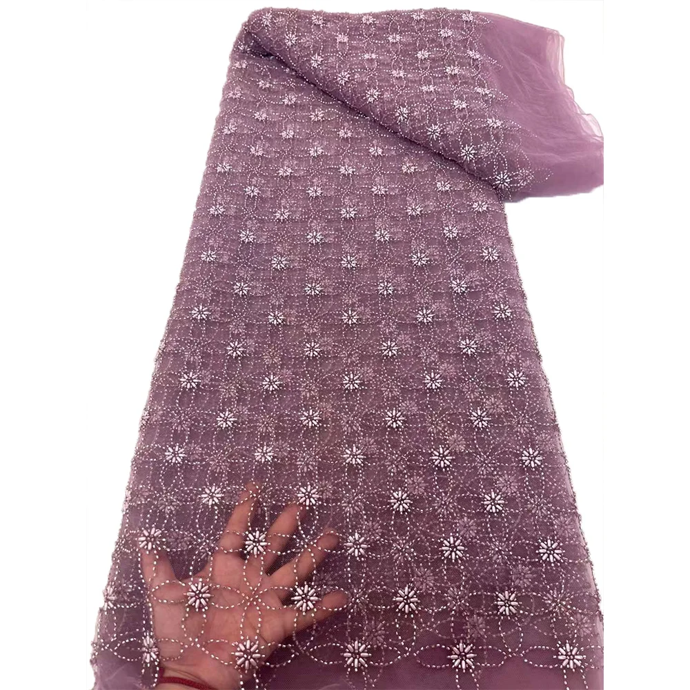 NI.AI Newest Beaded Lace Colorful Shiny Stones African Sequence Lace Good Quality African Lace For Women Wedding