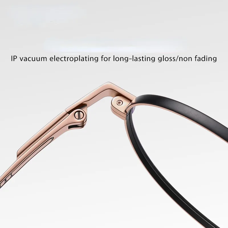 Fashion men women myopia glasses IP electroplated round plano lenses glasses Pure titanium eyeglasses Optical frame