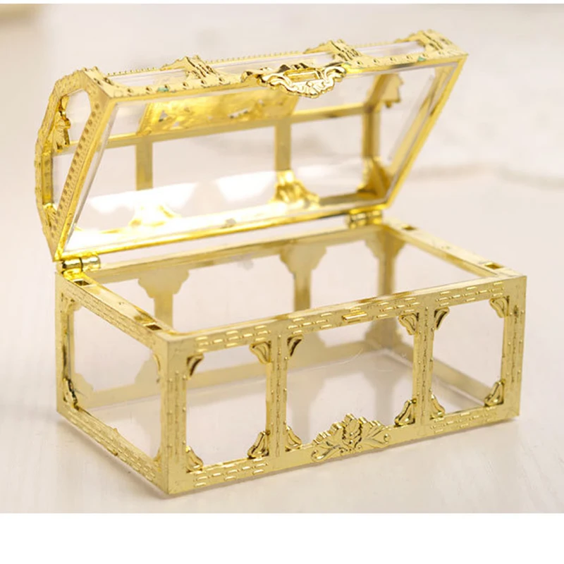 wholesale Golden plastic candy boxes for Chocolate with windows