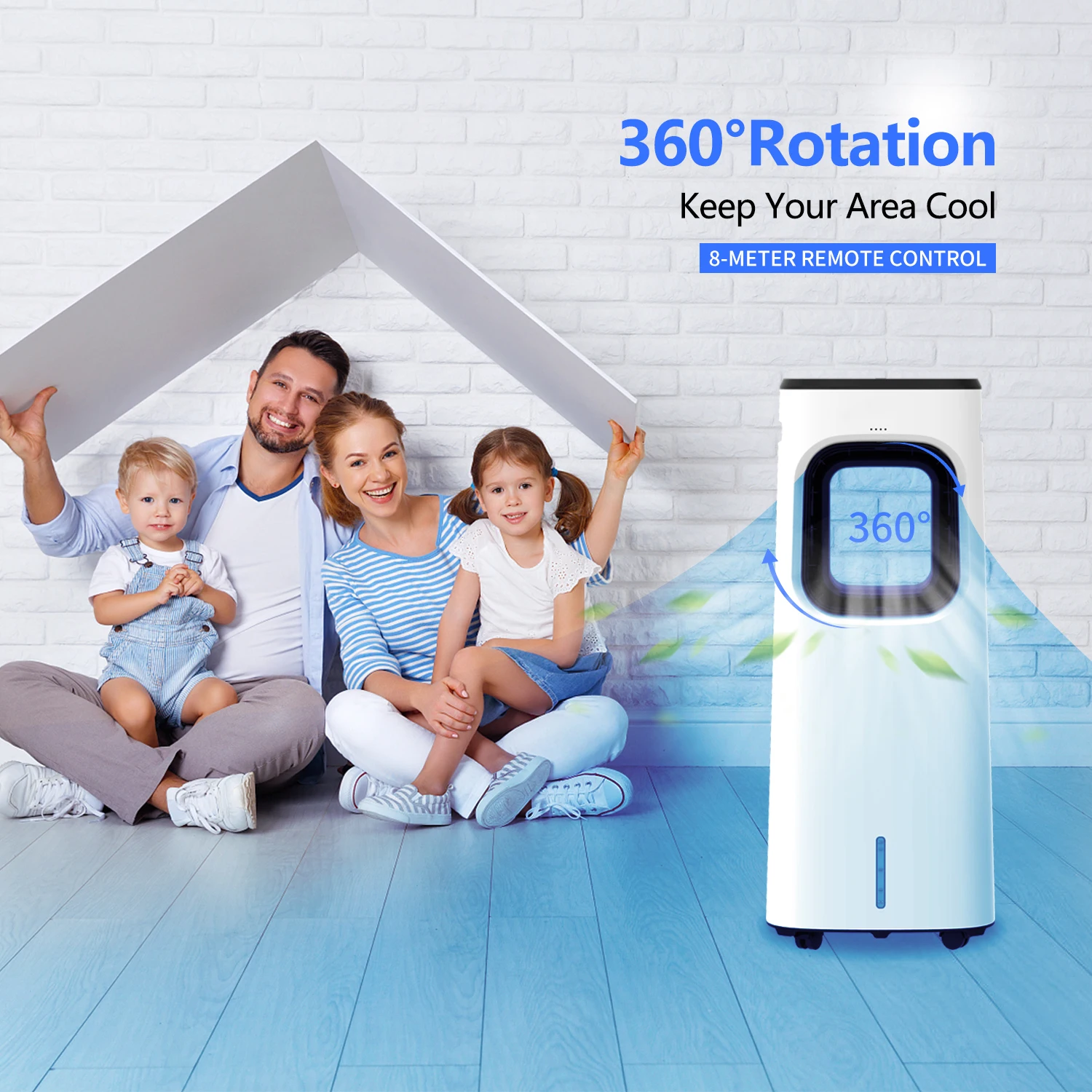 Household Tower Air Cooler Fan with Wheels Water Cooling Humidifier Water Mist Cooling Remote Control