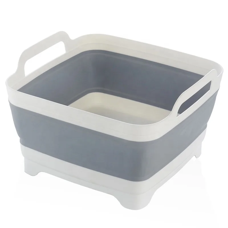 Portable foldable basin thickened square sink with bottom drainage hole and handle vegetable and fruit cleaning drainage basket