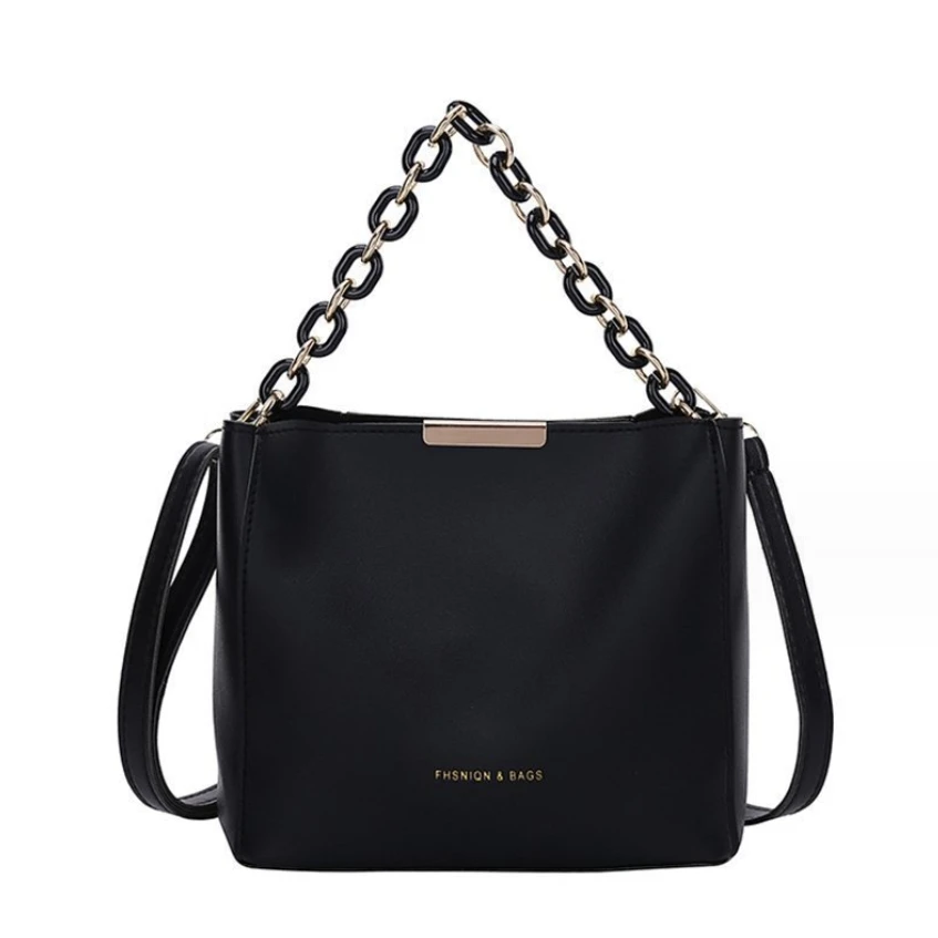 Free Samples Women Tote Chain Crossbody Bag Women PU Leather Bucket Bag Purses Women Bags Luxury Geometric Handbags
