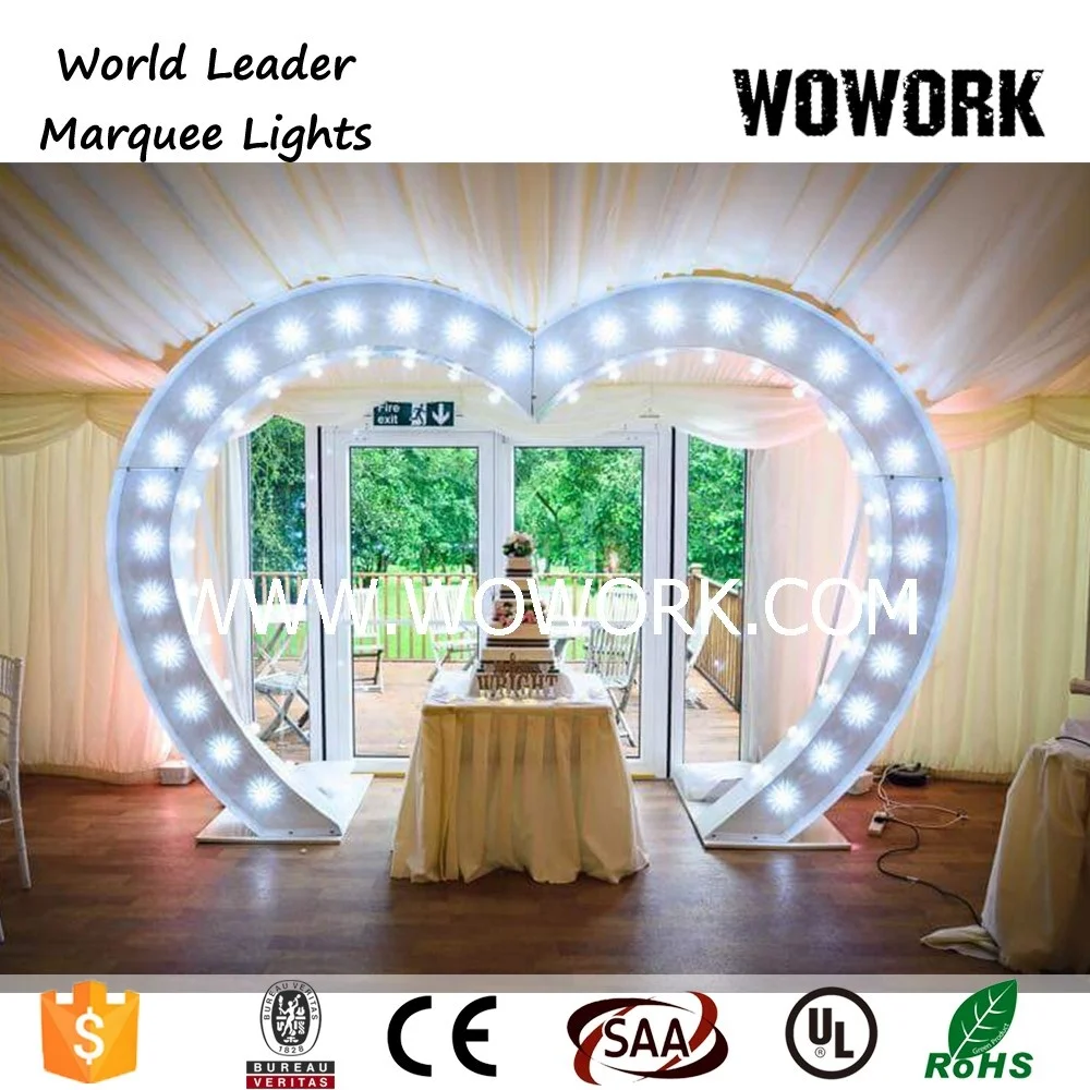 WOWORK 8ft Big RGBW wedding arch of Large heart shape waterproof for outdoor wedding decoration props