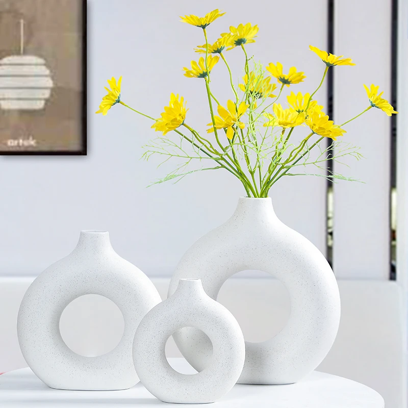 Nordic Ceramic  Vase Dried Flower Arrangemet Home Decoration Accessories Office Desktop Living Room Flower Vase