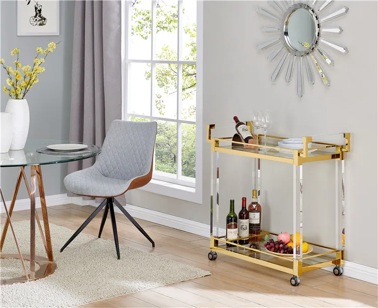 Acrylic Trolley With Stainless steel handle Hotel Trolley Food Cart Trailer