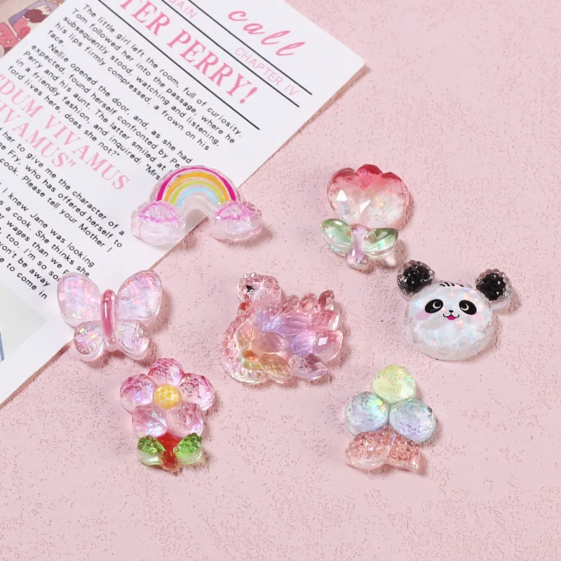 Handmade DIY Butterfly Glue Jewelry Materials Resin Accessories with High Transparency Shiny White Swan Cartoon-Style Art Craft